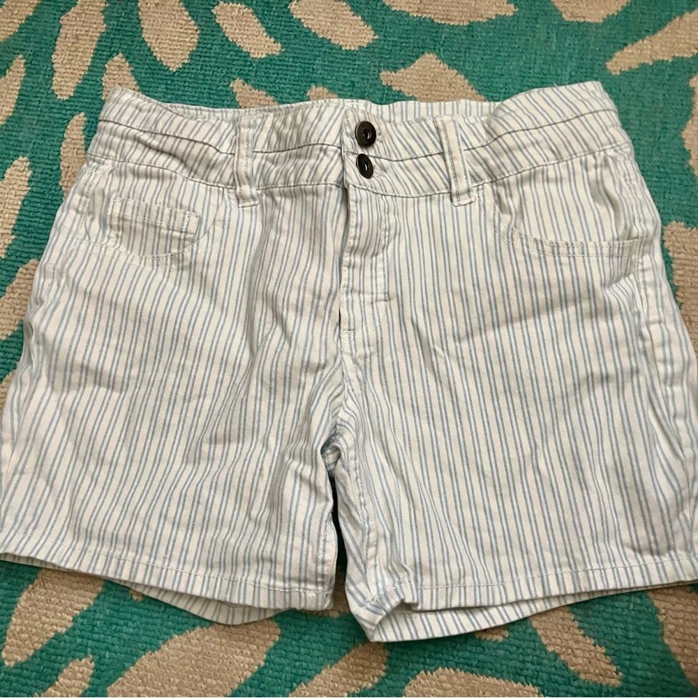 Striped Blue and White Women's Shorts